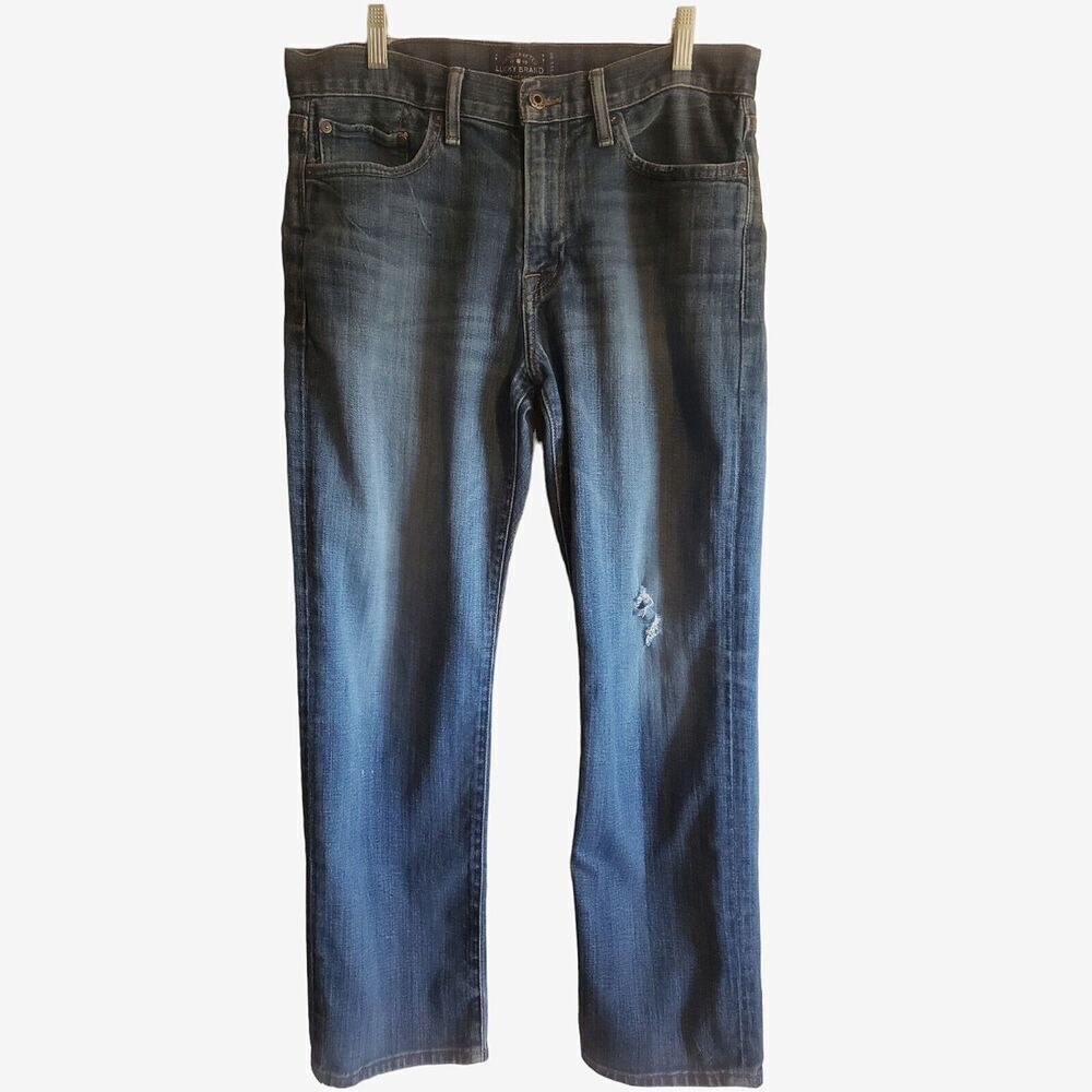 Lucky Brand Jeans Mens 33x30 Blue Denim 363 Vintage Straight Ripped Street Wear